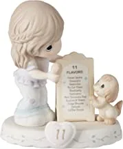 Precious Moments, Growing In Grace, Age 11, Bisque Porcelain Figurine, Brunette Girl, 154038B