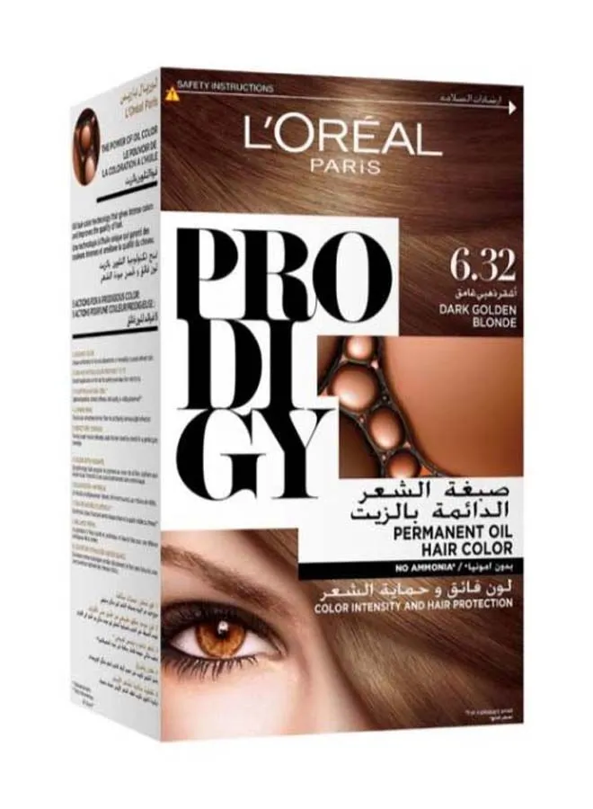 L'OREAL PARIS Prodigy Permanent Oil Hair Color New Amonia Free 6.32 Dark Golden Blonde