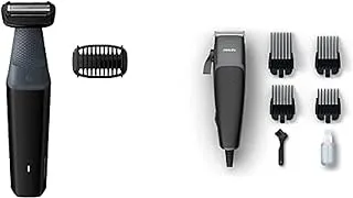 آلة العناية بالجسم Philips Series 3000 التي يمكن استخدامها أثناء الاستحمام مع نظام راحة البشرة - Bg3010 / 13 مع ماكينة قص الشعر من Philips Hc3100 / 13 مع 4 أمشاط قابلة للتثبيت