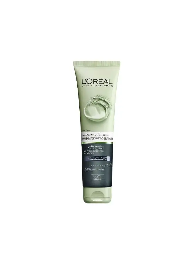 L'OREAL PARIS Pure Clay Face Cleanser With Charcoal, Detoxifies And Clarifies Black 150ml