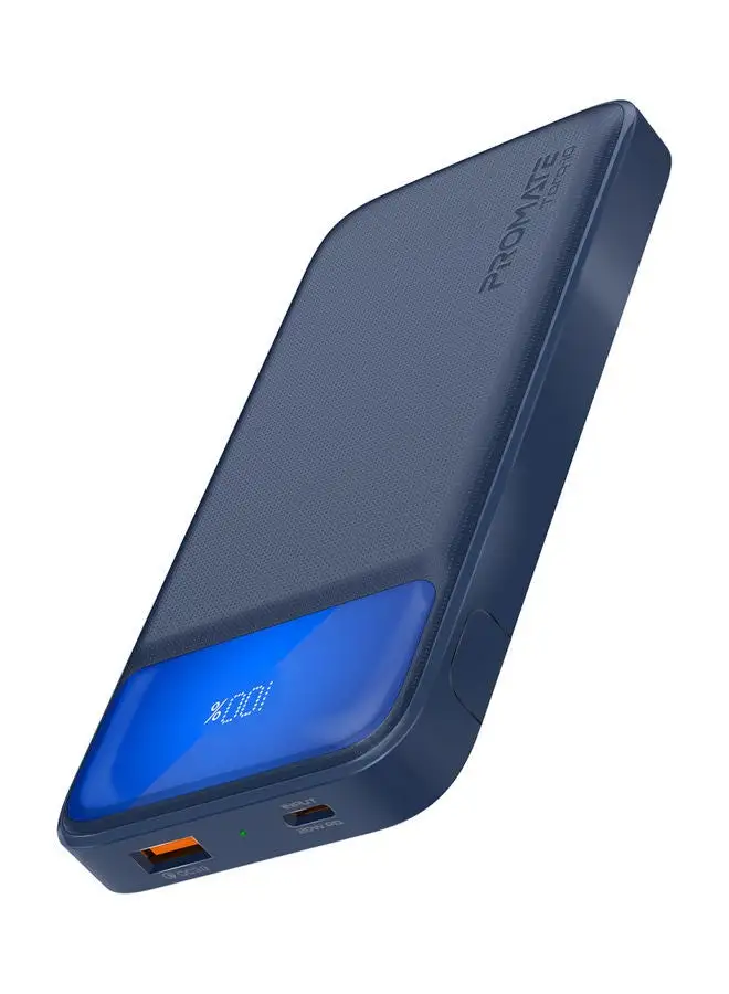 PROMATE 10000 mAh Power Bank 20W USB-C PD Port and QC 3.0.Navy Navy