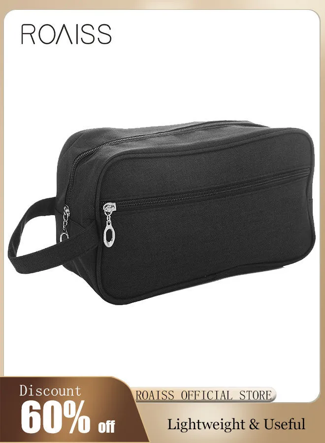 roaiss Outdoor Wash Bag Portable Storage Bag Waterproof Clutch Bag Large Capacity Makeup Cosmetic Handbag Packing Organizers for Men Women Travel Business Trip Black