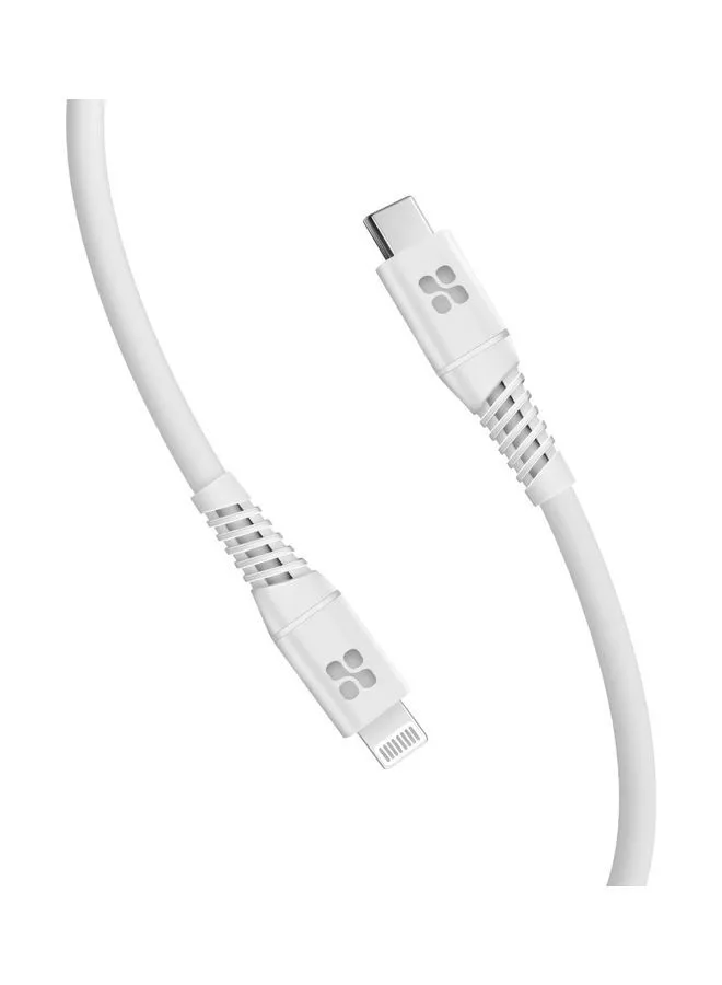 PROMATE iPhone 15 Cable, 20W Power Delivery USB-C To Apple Lightning Connector Cable 1.2M White White