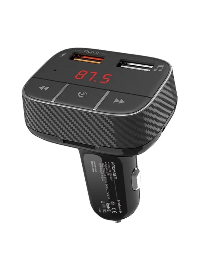 PROMATE Car Wireless FM Modulator With Quick Charge 3.0 Port Black