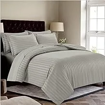 DONETELLA Comforter Set King Size, 7 Pcs Bedding Set Damask Striped Pattern - All Season- Brushed Microfiber - Double Bed Set With Down Alternative Filling