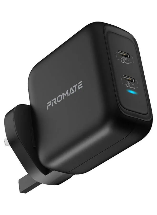 PROMATE 90W Power Delivery GaNFast Charging Adaptor Black
