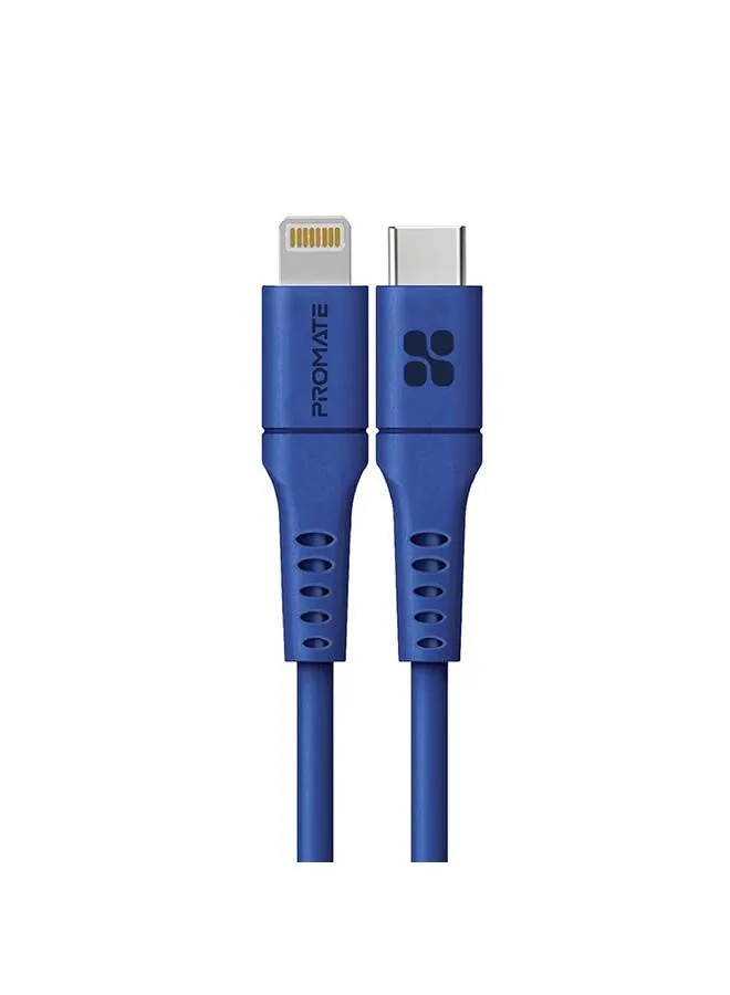 PROMATE 20W Power Delivery Fast Charging Lightning Cable 3M Blue