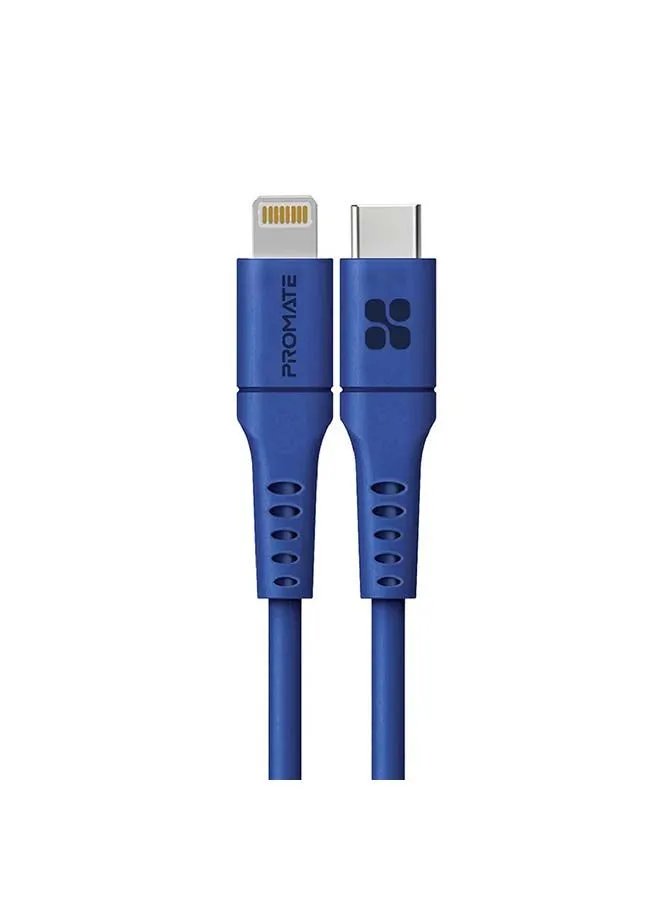 PROMATE 20W Power Delivery Fast Charging Lightning Cable 2M Blue