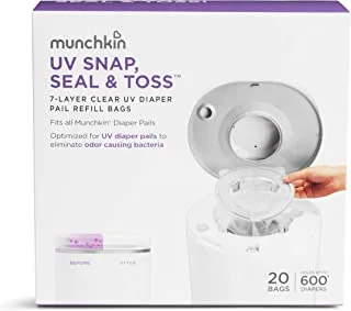 Munchkin® UV Snap, Seal & Toss Diaper Pail Refill Bags, Holds 600 Diapers, 20 Count