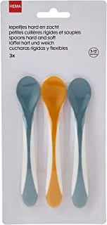 Hema Baby Feeding Spoons 3-Pack, 13.5 cm Size, Grey/Orange