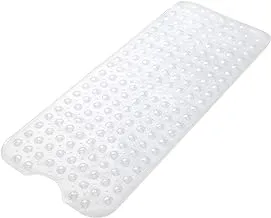 Mumoo Bear Non-Slip Bath Mat with Suction Cups | Clear 100x40cm/40x16in Extra Long Bathtub Mats | Anti-Mould, Machine-Washable, Latex-Free | Shower Mat Ideal for Elderly & Children