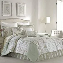 Laura Ashley - Queen Comforter Set, Reversible Cotton Bedding with Matching Shams & Bedskirt, Stylish Home Decor for All Seasons (Harper Sage, Queen)