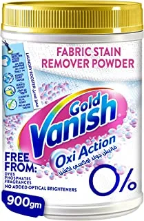 Vanish Laundry Stain Remover Oxi Action Gold Powder for Whites, Can be Used With and Without Detergents, Additives & Fabric Softeners, 900g