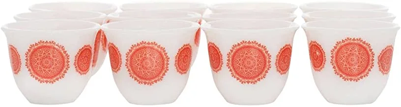 ALSAIF Gawa Cup Set Of 12PCs, White/Red Size: Medium, K65175/1R/M