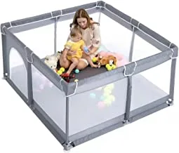 SKY-TOUCH Baby Playpen, Extra Large Playpen for Babies, Kids Safe Play Center for Babies with Breathable Mesh and Zipper Door，and Toddlers Gives Mommy a Break 120×120cm