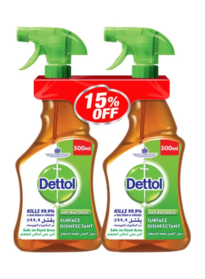 Dettol Original Anti-Bacterial Surface Disinfectant Liquid Trigger, Pack Of 2 Multicolour 500ml