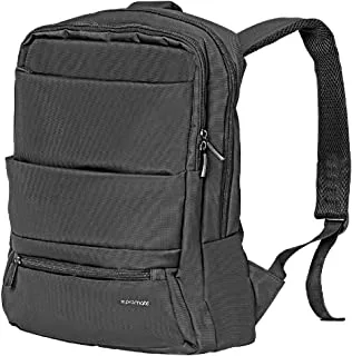 Promate Travel Backpack, Anti-Theft Slim Durable Laptop Multi-Compartment Backpack with Dual-Pocket and Water-Resistant Polyester Fabric for MacBook, iPad Pro, Lenovo, HP, Apollo-BP Black