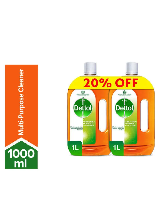 Dettol Anti Bacterial Antiseptic Disinfectant Liquid, Pack Of 2 Multicolour 1000ml