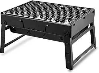 Lawazim stainless steel foldable bbq grill | portable barbecue grill 35 x 27cm black | outdoor stainless steel charcoal grill | durable and easy to clean