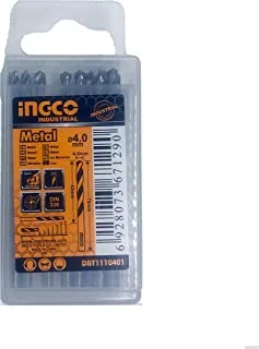 Ingco DBT1110401 M2 High-Speed Steel Drill Bits 10-Pieces Box, 4.0 mm Diameter