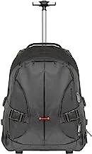 Promate 2-In-1 Trolley Laptop Bag with Adjustable Straps for Laptop Up to 15.6 Inch, Black