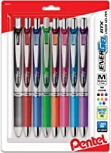 Pentel energel rtx retractable liquid gel pen, (0.7mm) metal tip, medium line,assorted ink, 8-pk (bl77bp8m1)