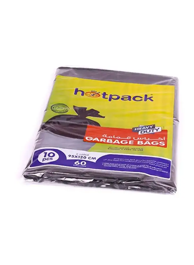 أكياس قمامة شديدة التحمل 10 قطع من hotpack كبير جدًا 60 جالون أسود 95x120 سم