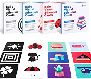 Mumoo Bear Baby Visual Stimulus Cards Toy for Toddlers 128-Piece Set, Black/White