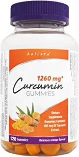 Holista Curcumin – 1260mg Turmeric Extract, 120 Gummies with Rich Orange Flavor, High Absorption, Joint Support (Pack of 1-225 gm)