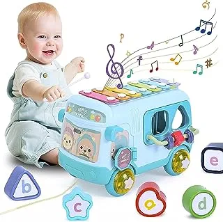 Mumoo Bear Baby Bus Musical Toy with Xylophone, Blue