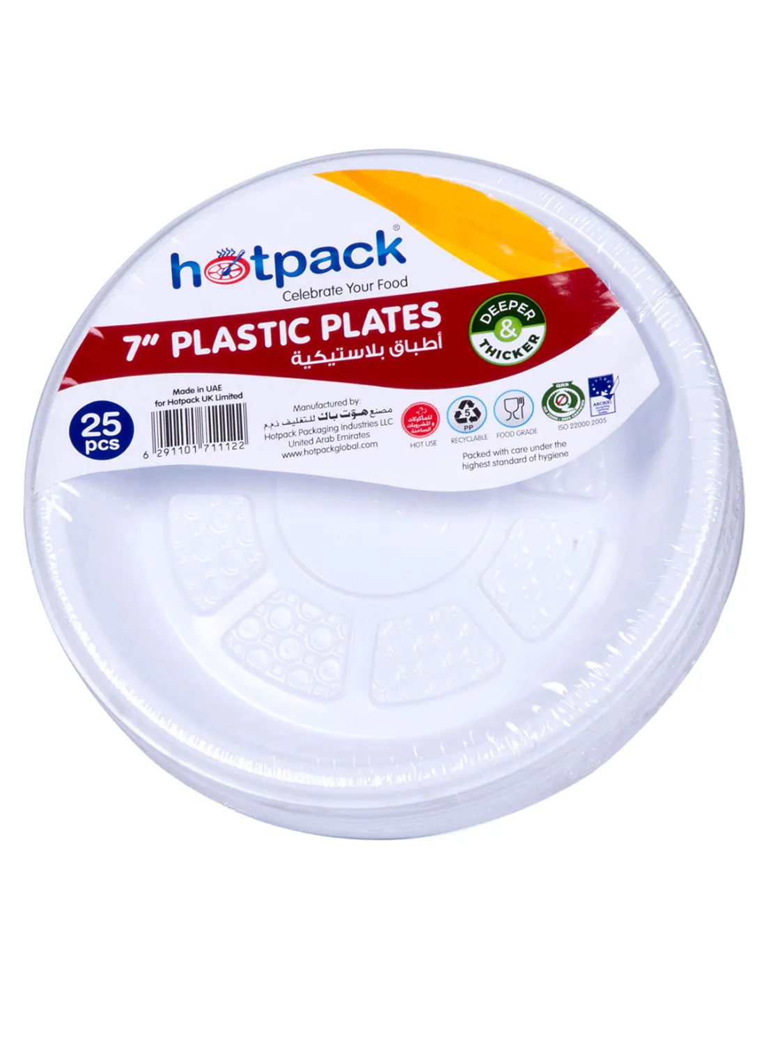 Hotpack 25-Piece Plastic Round Plate Set White 25 x 7inch