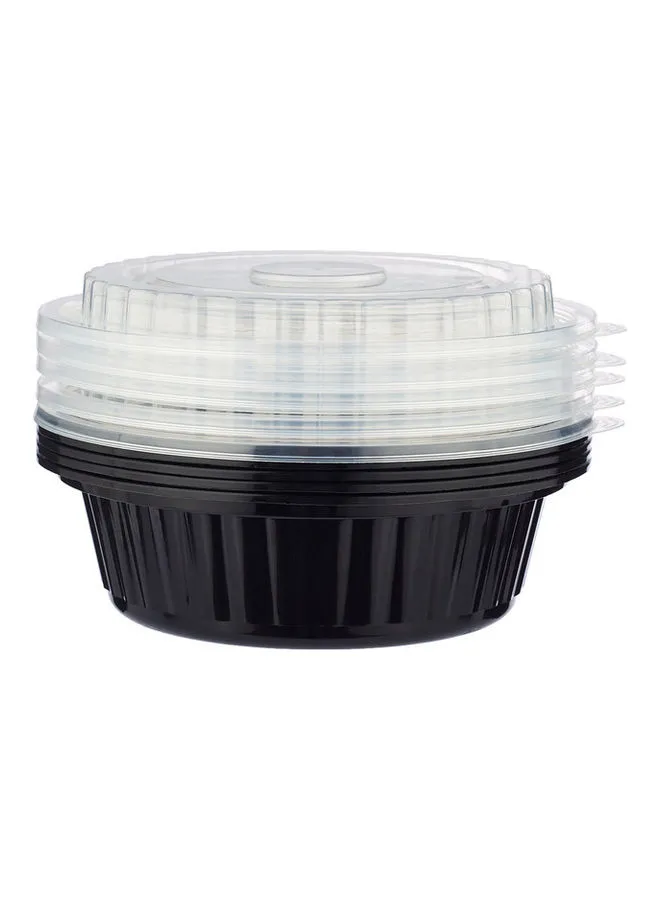 Hotpack 5-Piece Base Round Container With Lids Black/White