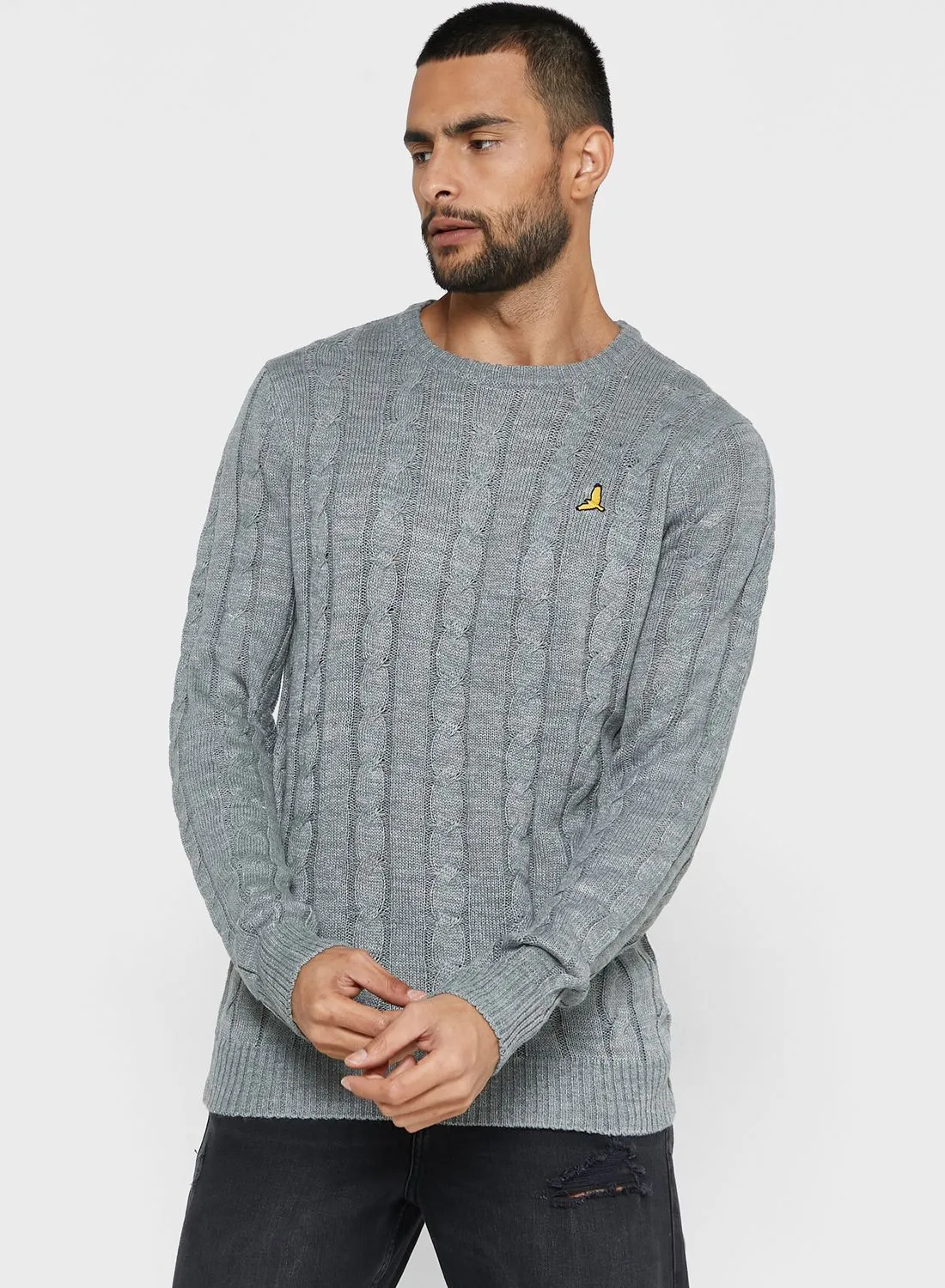 BRAVE SOUL Bravesoul Crew Neck All Over Cable Knit