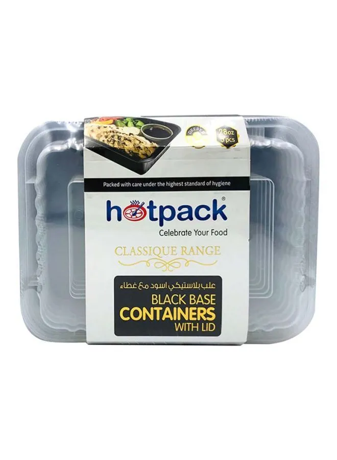 Hotpack 5-Pieces Base Rectangular Microwavable Container With Lids Black/Clear