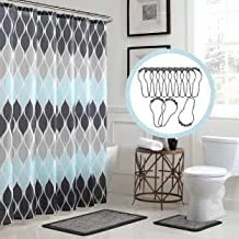 Bath Fusion Clarisse Geometric 15-Piece Bathroom Shower Set, Grey/Blue