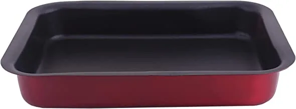 مقلاة مستطيلة داخلية بطبقة غير لاصقة من فيترو ، مقاس 41 سم × 29 سم ، نبيذ أحمر