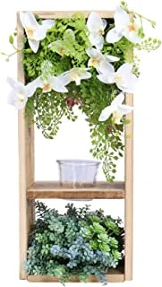 Yatai Solid Wood Hanging Shelve Planter With Glass Flowers Plants Vase For Wall Decoration, 1912216-1