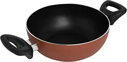 Trust pro non stick wok pan with 2 layered aluminium coating, 20 cm, brown