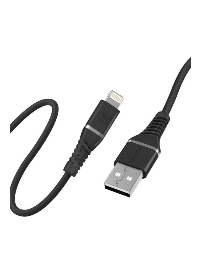 PROMATE iPhone 15 Cable, High Tensile Strength Data Sync & Charge Cable with Lightning Connector 1.2M Black Black