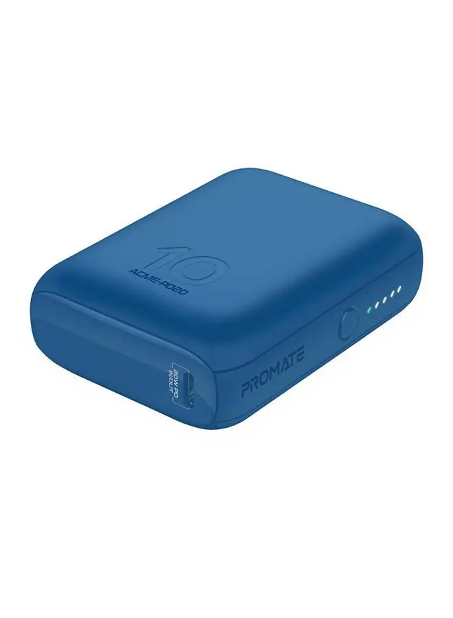 PROMATE Ultra-Compact Power Bank with 22W PD And Quick Charge 3.0 Blue