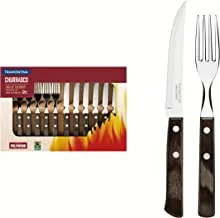 Tramontina 12 Pieces Stainless Steel Flatware Set with Brown Treated Polywood Handles