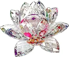 Amlong Crystal 3 inch Sparkle Crystal Lotus Flower Feng Shui Home Decor with Gift Box