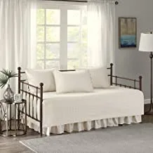 Comfort Spaces Daybed Cover - Luxe Double Sided-Quilting, All Season Cozy Bedding with Bedskirt, Matching Shams, Kienna Ivory 75