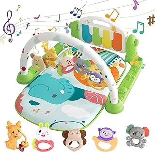 SKY-TOUCH Play Mats for Baby Gyms, Kick and Play Piano Gym Mats, Detachable Tummy Time Mat with Music and Lights, Musical Electronic Learning Toys, Activity Center for Babies and Toddlers, Green