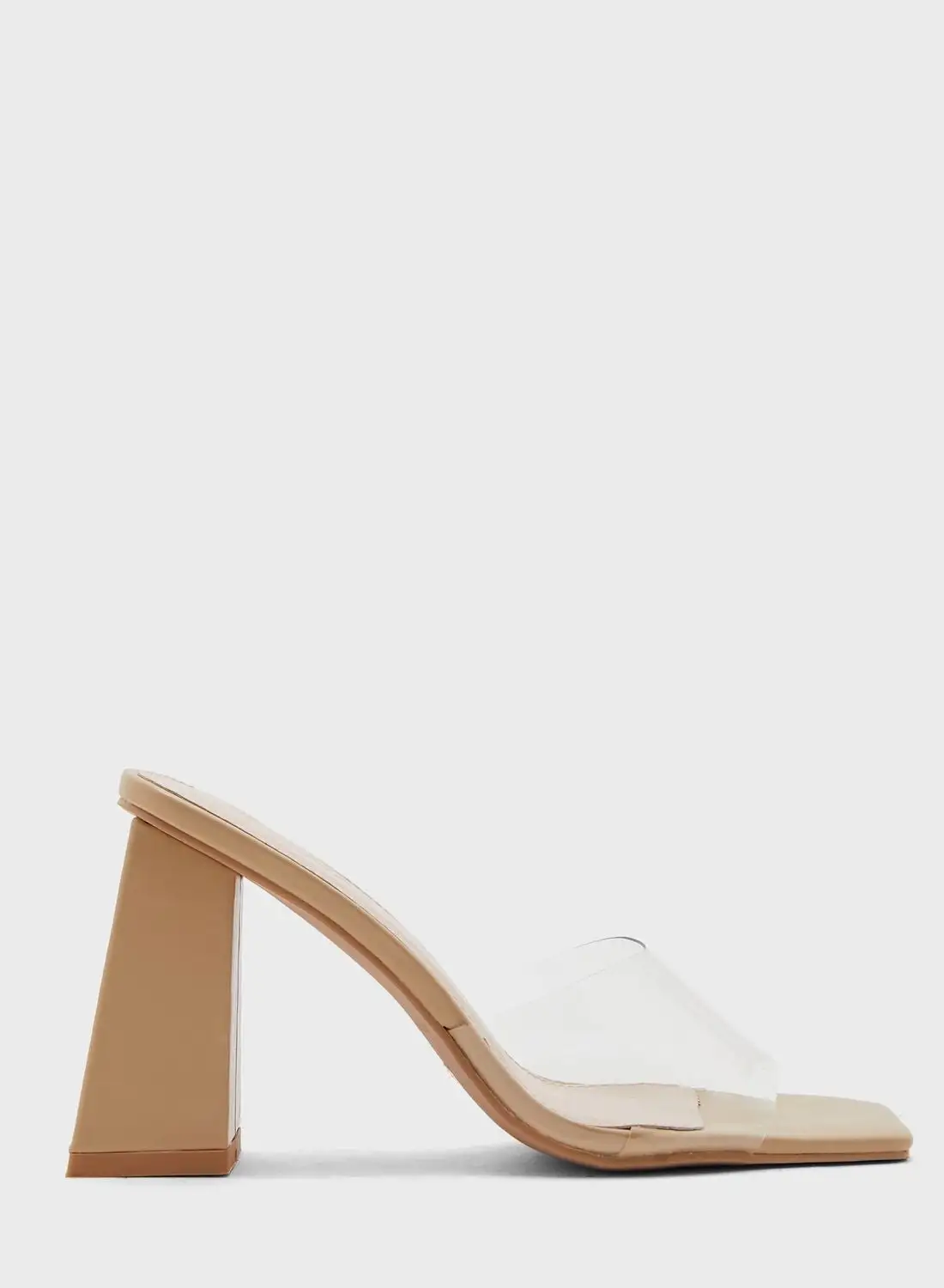 Ginger Clear Strap Square Toe Mule