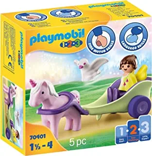 عربة يونيكورن مع جنية من Playmobil 1.2.3 70401 للأطفال من سن 1.5 - 4