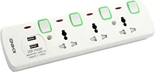 Khind 3 Way Universal Type BS Plug ، امتداد ضوء النيون المقاوم للحريق مع USB لمنفذ الشحن ، طول 5 أمتار