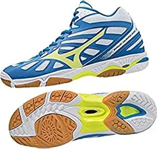 Mizuno V1GA174544 Wave Hurricane 3 MID Volleyball Shoes, Size UK11.5, White/Yellow/Blue