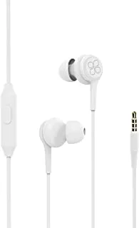 Promate In-Ear Earphones,Universal Dynamic Hi-Res Noise Isolating Wired Earphones with Built-In Mic,Remote Control,HD Sound Quality and 1.2m Tangle for Smartphones,Tablets,Pc,MP3 Player,Duet,WHITE