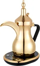 ALSAIF 0.6L 900W Electric Arabic Coffee Maker, Digital Display Auto shut-off When Coffee is Finished, The Outer Body is Made of Stainless Steel, Gold E03304 2 Years warranty